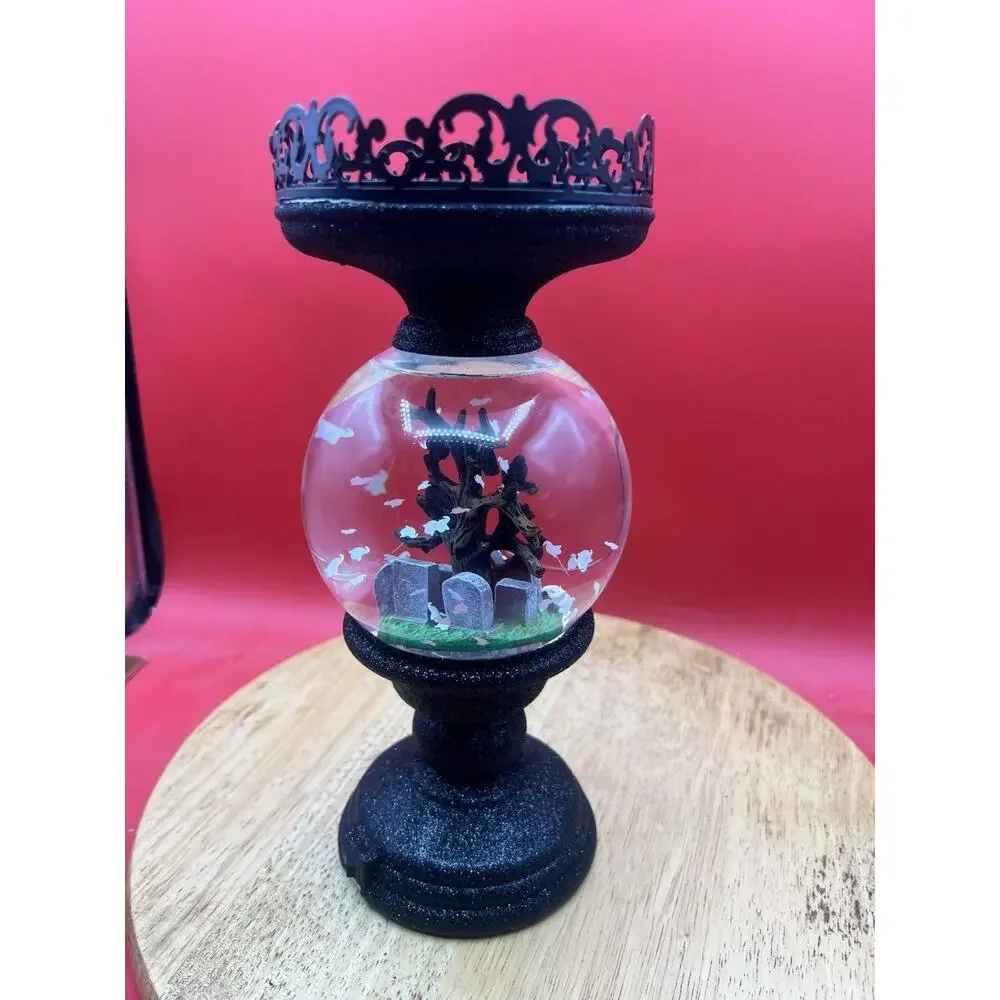 Bath And Body Works Light Up Spooky Cemetery Water Globe Halloween Candle Holder